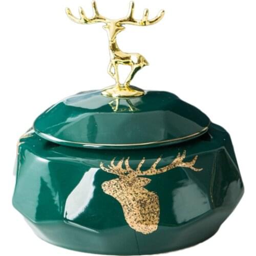 Fawn ceramic ashtray custom creative living room anti fly ash with lid ashtray household ashtray decorative storage