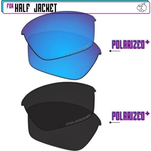 EZReplace Polarized Replacement Lenses for - Oakley Half Jacket Sunglasses - BlackPPlus-BluePPlus