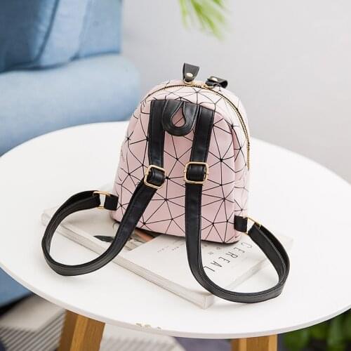 Women Backpack Diamond Lattice PU Leather Mini Backpack Fashion Female School Bags Girl Daily Geometry Travel Bag