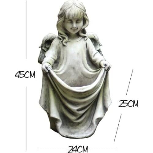 GARDEN CUTE ANGEL GIRL PULLING A SKIRT STATUE YARD BALCONY FIGURINES HOME FURNISHING DECOR EUROPEAN ANGEL CHARACTERS FLOWER POT