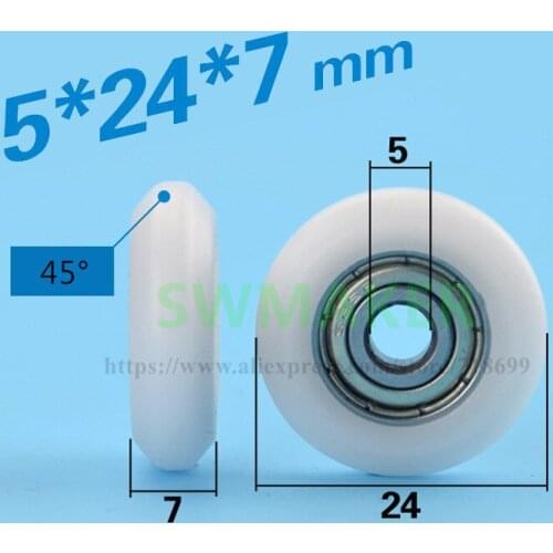 5*24*7mm spherical cam, bearing roller, nylon POM injection plastic pulley bearing for Door and window