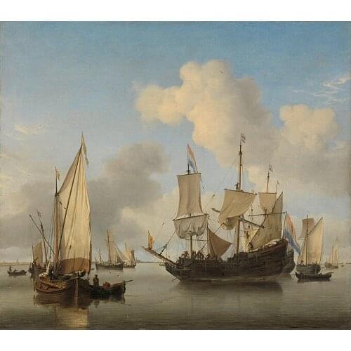 Special offer # TOP art - Nederlands Rijksmuseum Amsterdam Schepen onder de kust voor anker print painting -free shipping
