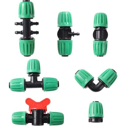 20Pcs Straight Elbow Tee 16mm PE Pipe Locked Connector Valve Garden Agriculture Automatic Watering Micro Irrigation System Joint