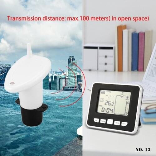 Ultrasonic Water Tank Level Meter Wireless Sensor Ultrasonic Level Gauge LED Display Temperature Sensor Liquid Measuring Tools