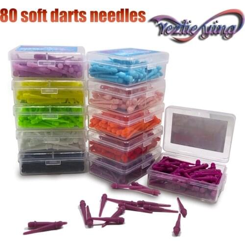 80Pcs/Set Universal 2BA Electronic Darts Tips Precision Wear-Resistant Durable Darts Plastic Tip Replacement Set with Box