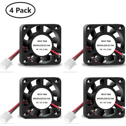 3D Printer Cooling Fan 40x40x10mm DC 12V Brushless Cooling Fan with 2 Pin Terminal For Hotend Extruder Heatsinks Creality MK8