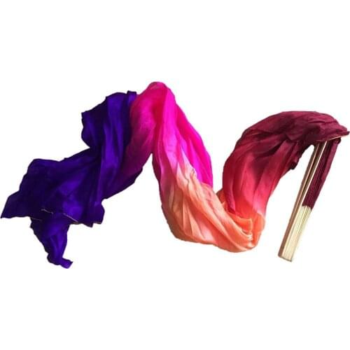 Hot Sell New Arrival 180cm Silk Veil Pairs 100% Real Silk Bamboo Long Fan Women Belly Dance Props Customized Color