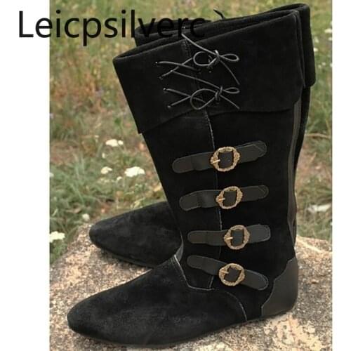 Womens Boots The New winter fashion Round head belt buckle Comfortable Non-slip flat High tube Womens shoes plus size 34-48