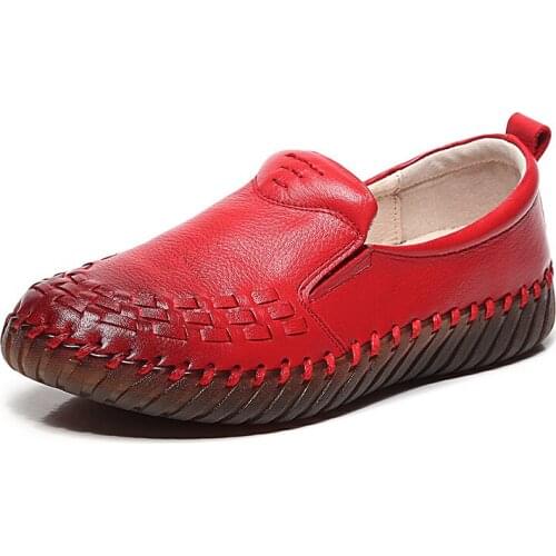 HOT ! 100% Natural Full Genuine Leather Shoes Woman Handmade Shoes Flat Shoes Women Sneakers Soft Comfort Casual Shoes Plus Size