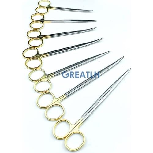 Stainless Steel Gold Handle Blunt Scissors Veterinary Ophthalmic Instrument