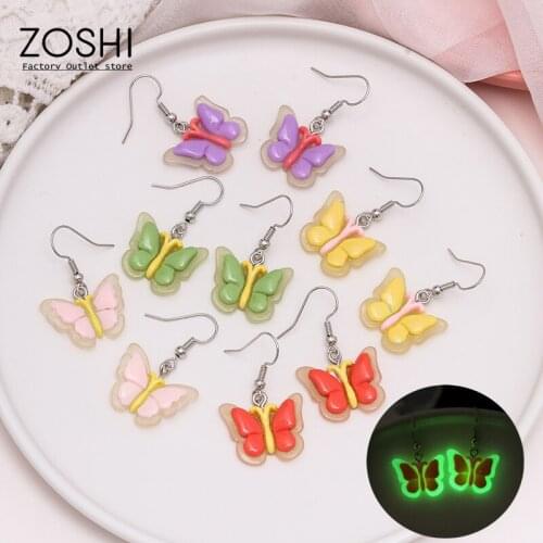 1Pair Night Glow Butterfly Earrings Cute Cat Drop Earrings Jelly Bear Dangle Earring Polychromatic Minimalist for Women Or Girls