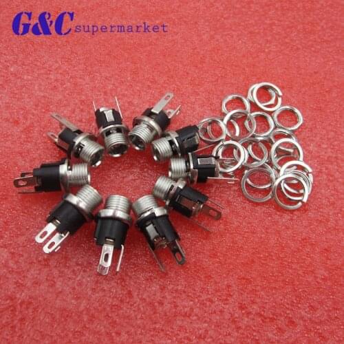 10Pcs New 5.5 x 2.1mm DC Power Supply Jack Socket Female Panel Mount 3-Pin Electrical Socket Connectoror