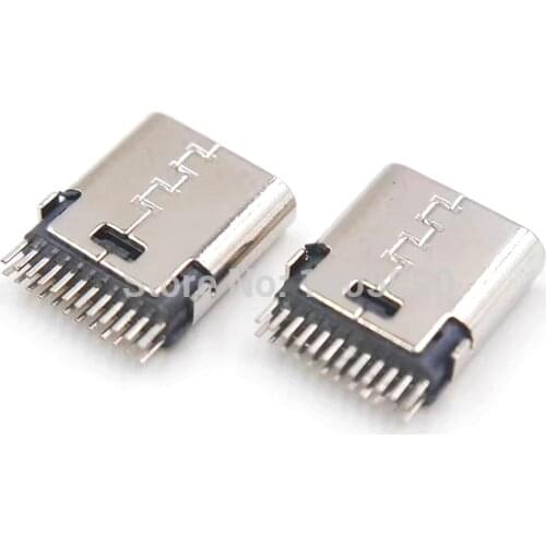 10pcs micro USB vertical 24P for 3.1 Type C Connector 24p type-C no side 24Pin Female Socket jack Charge port Plug 3.1 Version