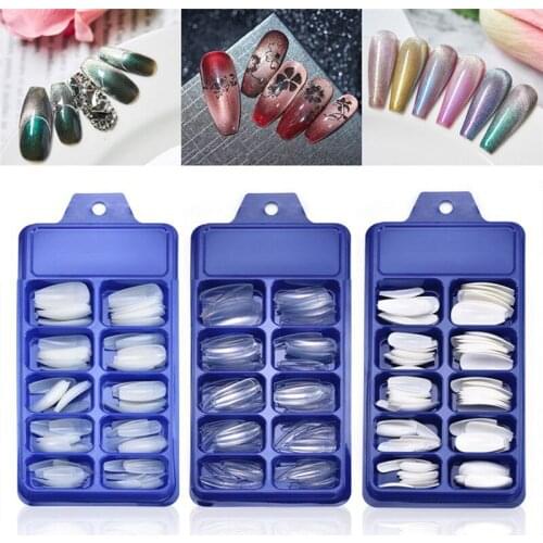 100Pcs/Box Full Cover Fake Nail Artificial Press on Long Ballerina Clear/Natural/white False Nails Art Tips Manicure Tool