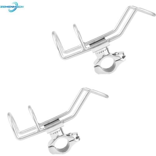 2 Stainless Steel 316 Fishing Rod Rack Holder Pole Bracket Support Clamp On Rail Mount 26 or 32mm Boat Accessories Marine Grade