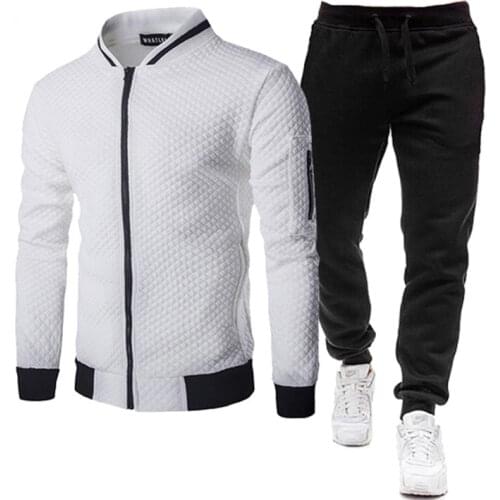 2021 Autumn Winter Men Casual Tracksuit 2 Pieces Set Zipper Jackets Sportswear+Pants Sweatshirt Sports Suit Man Clothing