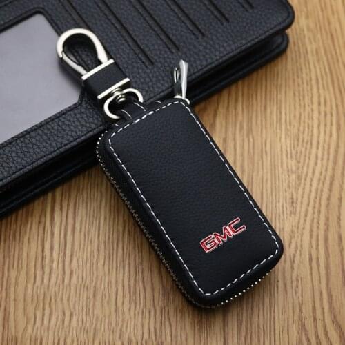 4 Color Universal Leather Car Key Case Cover Bag Wallet For GMC Acadia Canyon Savana Terrain Yukon SIERRA Envoy Jimmy