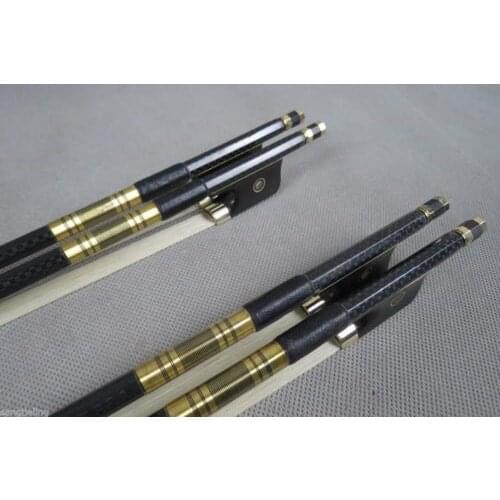 4pcs ebony frog Strong plaid black Carbon fiber VIOLA bow,Copper Mounted #7113