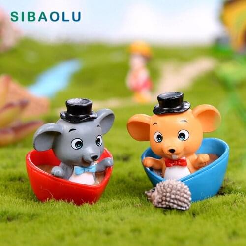 4pcs Lucky Mouse figurine cartoon Rat Animal Model landscape dollhouse home miniature fairy garden decoration accessories modern