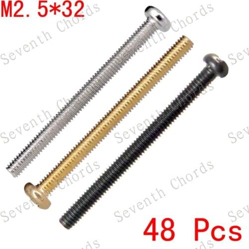 48 Pcs/Lot Electric Guitar Double Coil Pickups Humbucker Adjust Height Screws 3 Color for choose - M2.5*32MM Pitch 0.4mm