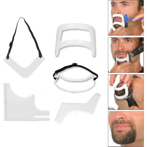 5pcs/Set Haircut Kit Beard Hair Goatee Neckline Shaving Template Hairline Beard Shaping Tool Hair Cutting Grooming Barber Supply