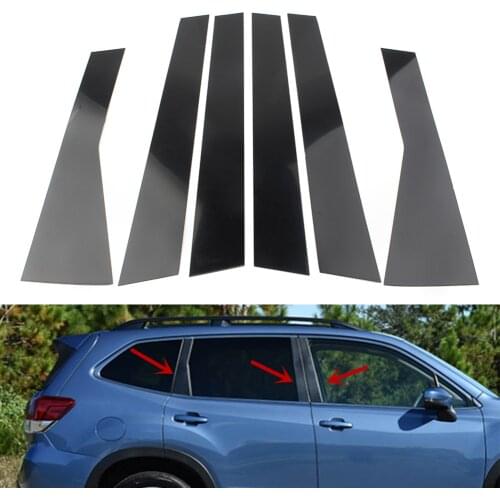 Gloss Black Car Sticker Door Trim Black Piano Cover Pillar Post Decorative Panel For Subaru Forester 2019 2020 2021 6Pcs/Set