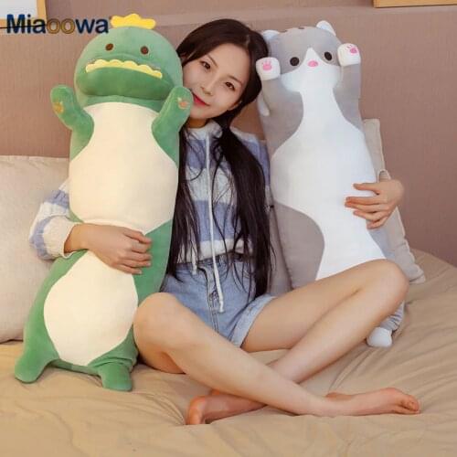70-120CM Giant Cartoon Animal Dinosaur Unicorn Cat Plush Toys Stuffed Soft Long Sleeping Pillow Cushion Doll Child Birthday Gift