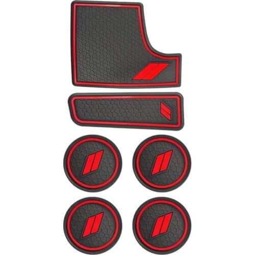 6Pcs Car Water Cup Holders Latex Anti-Dust Mat Non-Slip Door Slot Pad Mat Interior for Dodge Charger 2015-2021