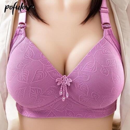 80-100 B C D Plus Size Bra for Women Push Up Bras Wireless Brassiere Thin Sexy Seamless Bralette Underwear Leaf Print Lingerie