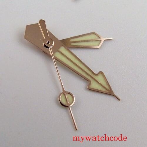 Silver/Rose Gold Plated Watch Hand Needles Fit NH35A NH36A Automatic Movement Green Luminous