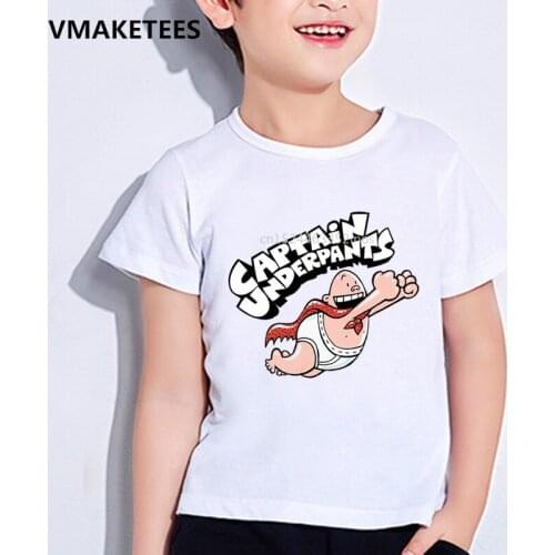 Kids Summer Girls & Boys T shirt Captain Underpants Cartoon Printed Childrens T-shirt Casual Funny Baby Clothes,HKP5252