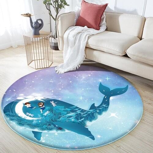 Baby Hand Print Carpet Baby Play Mat Rectangular Children Carpet 2020 Hot Sale Blue Flannel Children Whale Pattern Carpet