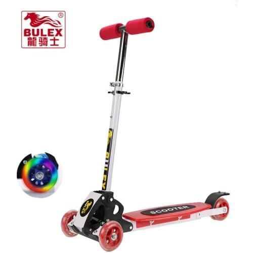 Bulex Kids Scooter With 4 Flash PU Wheel Fold Baby Children Slippery Car Shipping Skuter Trottinette For Kids