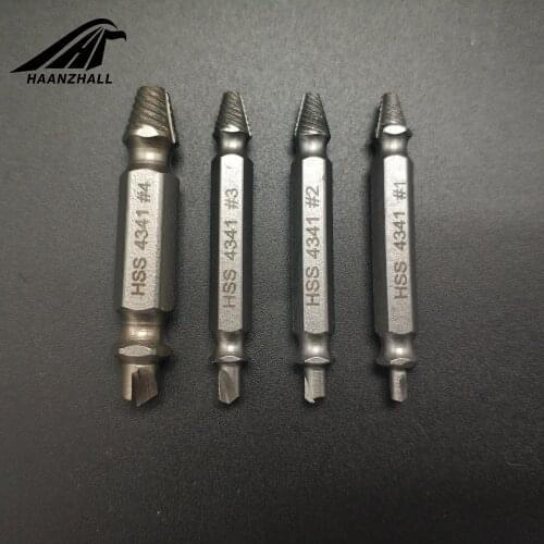 Double Ended Damaged Screw Extractor Broken Breakage Head Screw Extractors Wood Bolts Remover Extract Drill Tool 1# 2# 3# 4