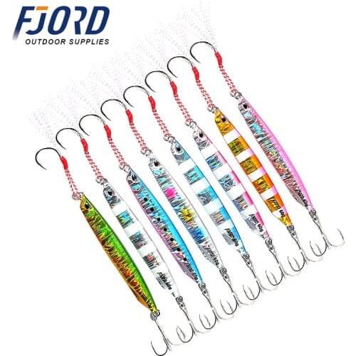 FJORD Eight colors Metal Jigg 40g/60g Lure jig Artificial Bait Fishing Luminous Jigging Lure with hook