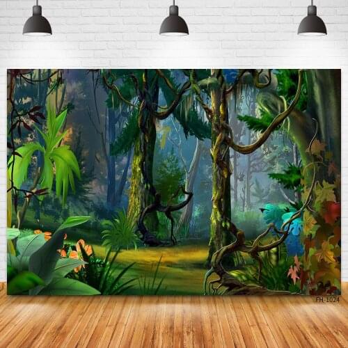 Dreamy Forest Background Wonderland Jungle Flowers Trees Baby Shower Birthday Party Fairy Girl Photo Studio Photography Backdrop