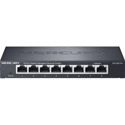 MERCURY SG108 Pro 8 Port RJ45 Gigabit PoE Switch 10/100/1000Mbps desktop switch hub network Full/Half duplex
