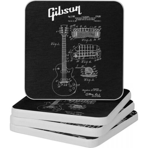 Guitar Gibson Les Paul Patent White Natural Diatomite Square Round Coaster Multifunction Cup Bonsai Mat Soap Pad Diameter 10cm