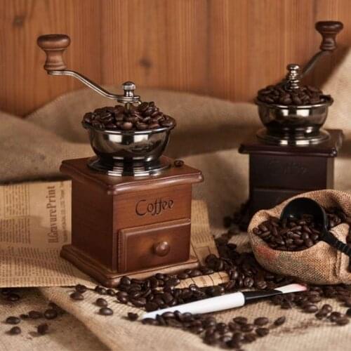 مكينة قهوة Retro Log Coffee Bean Grinder Tools Household Stainless Steel Cafe Grinder Machine Mini Coffee Milling Кофемолка