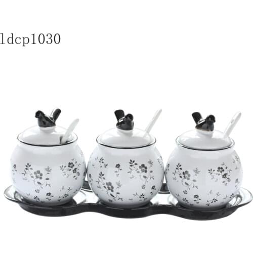 Kitchenware Ceramic Seasoning Jar Set Japanese-style Seasoning Bottle Jar Household Storage Box Salt Oil Jar Seasoning Box