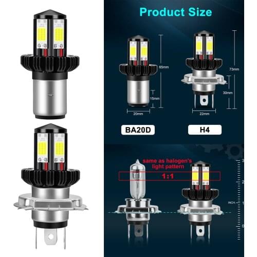 H4/ BA20D Motorbike Motorcycle Headlight Bulbs LED Conversion Kit 1200LM Easy install