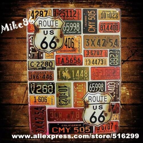 [ Mike86 ] ROUTE US 66 Metal Plaque Gift Wall art Painting Poster Pub Room Decor AA-103 Mix order 20*30 CM