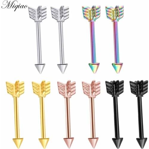 Miqiao 2pcs Trend Creative Stainless Steel Arrow Shaped Nipple Nail Body Piercing Jewelry