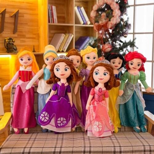 Disney Sofia Snow White Aurora Rapunzel Cinderella Ariel Belle Stuffed Plush Dolls for Baby Girls Anime Plush Christmas Gifts