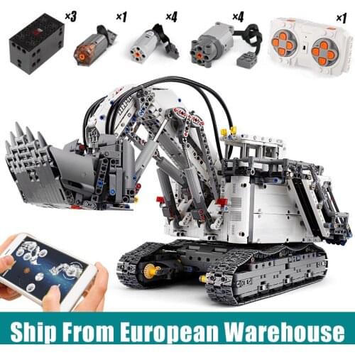 Moukd King 13130 APP RC Car Compatible 42100 Liebherred R 9800 Excavator Set Kids Christmas Toy Assembly Building Blocks Bricks