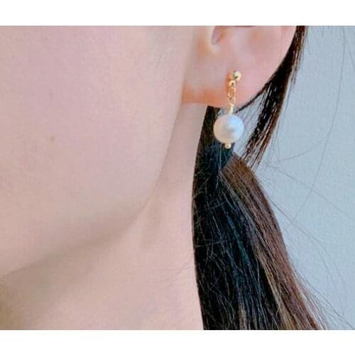 New Arrival Favorite Pearl Earrings White Freshwater Pearls Gold Color Silver Ball Stud Earring Fine Wedding Birthday Lady Gift