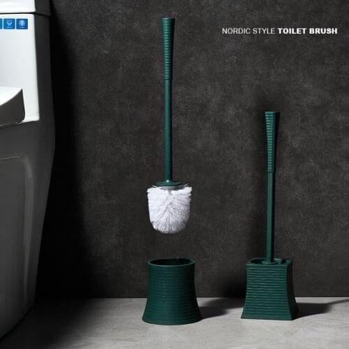 Solid Color Plastic Square Head Toilet Brush Non-slip Handle Brushes Set Clean Tool Durable Household Bathroom Accessories