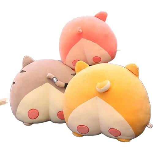 1pc New 35cm Creative Animals Butt Stuffed Pillow with Hand Warmer Cute Corgi Pig Cat Bear Arse Shaped Plush Toys for Kids Gift