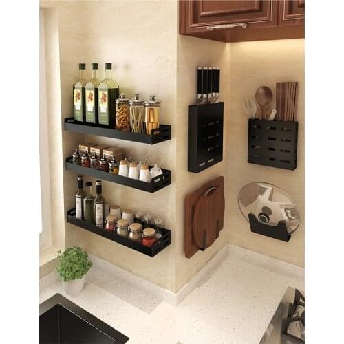 MS Pot rack free perforated Kitchen fixture board cutting board storage rack stainless steel knife holder chopstick box Shelf