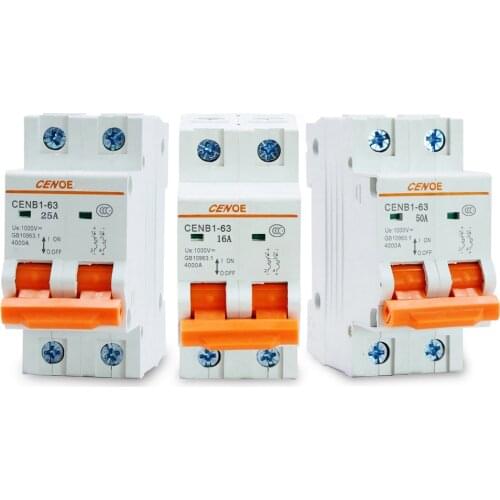 Excellently current limit performance 2P DC 1000V solar mini Circuit Breaker 10A 16A 25A 32A 40A 63A for global Solar Energy PV